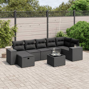 Loungeset 8-delig poly rattan zwart