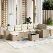 Loungeset 8-delig poly rattan beige