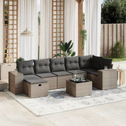 Loungeset 8-delig poly rattan grijs