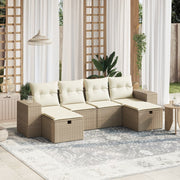 Loungeset poly rattan 6-delig beige