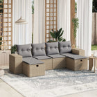 Loungeset 6-delig poly rattan gemengd beige