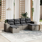 Loungeset 6-delig poly rattan grijs