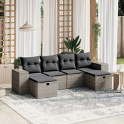 Loungeset 6-delig poly rattan grijs
