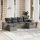 Loungeset 6-delig poly rattan lichtgrijs