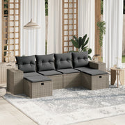 Loungeset 6-delig poly rattan lichtgrijs