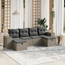 6-delige Loungeset met kussens poly rattan lichtgrijs