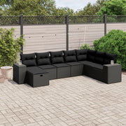 Loungeset 8-delig poly rattan zwart