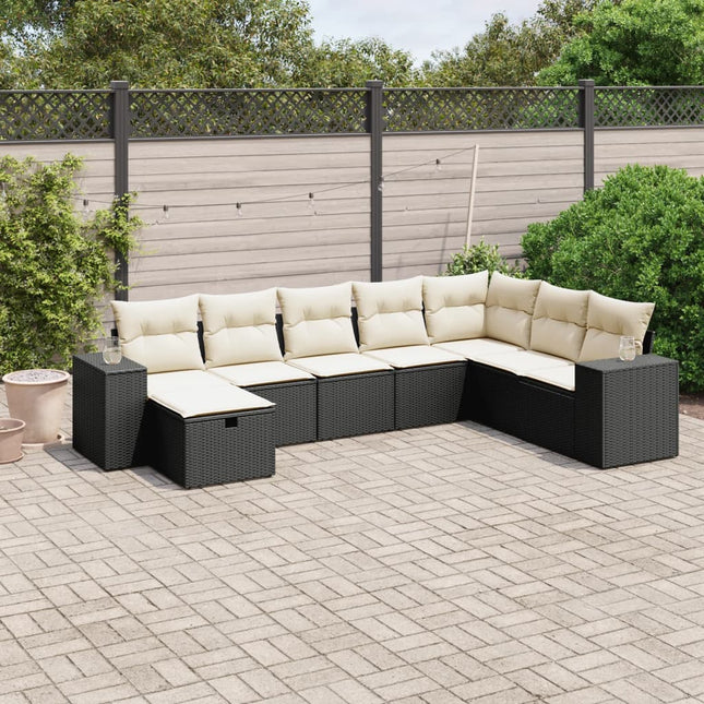 8-Delige Loungeset Met Kussens Poly Rattan Zwart