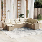 Loungeset 8-delig poly rattan beige