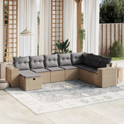 Loungeset 8-delig poly rattan gemengd beige