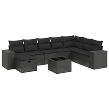 9-Delige Loungeset Met Kussens Poly Rattan Zwart