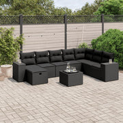 Loungeset 9-delig poly rattan zwart