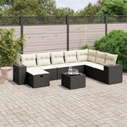 Loungeset 9-delig poly rattan zwart