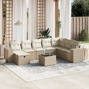 Loungeset 9-delig poly rattan beige