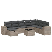 9-Delige Loungeset Met Kussens Poly Rattan Grijs