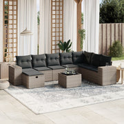 Loungeset 9-delig poly rattan grijs