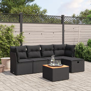 Loungeset 6-delig poly rattan zwart