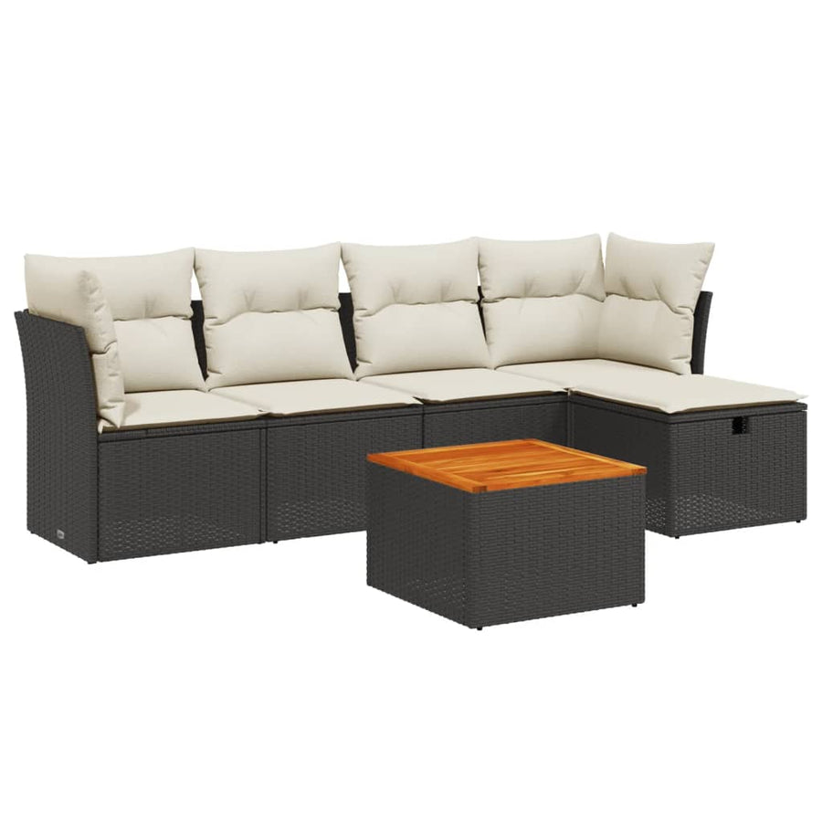6-Delige Loungeset Met Kussens Poly Rattan Zwart