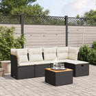 6-piece Lounge Set with cushions poly rattan black