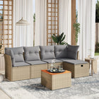 Loungeset 6-delig poly rattan gemengd beige