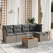 Loungeset 6-delig poly rattan grijs