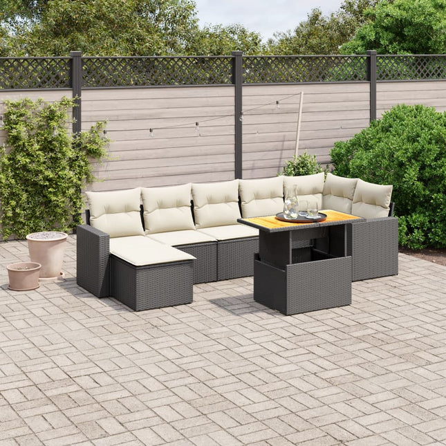 8-Delige Loungeset Met Kussens Poly Rattan Zwart