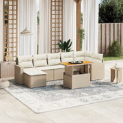 Loungeset 8-delig poly rattan beige