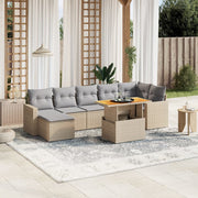 Loungeset 8-delig poly rattan gemengd beige