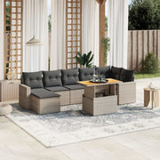Loungeset 8-delig poly rattan grijs
