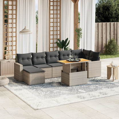 8-Delige Loungeset Met Kussens Poly Rattan Grijs