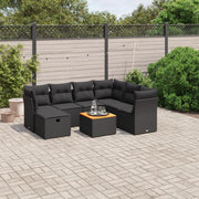 Loungeset 8-delig poly rattan zwart