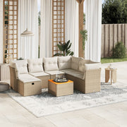 Loungeset 8-delig poly rattan beige