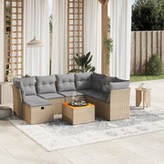 Loungeset 8-delig poly rattan gemengd beige