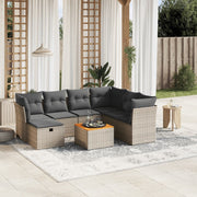 Loungeset 8-delig poly rattan grijs