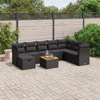 9-Delige Loungeset Met Kussens Poly Rattan Zwart