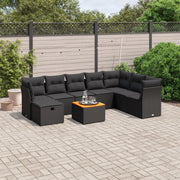 Loungeset 9-delig poly rattan zwart