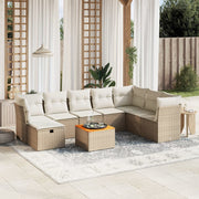 Loungeset 9-delig poly rattan beige