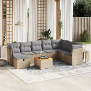 9-piece Lounge Set with cushions poly rattan mixed beige