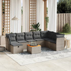 9-Delige Loungeset Met Kussens Poly Rattan Grijs