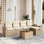 Loungeset poly rattan 6-delig beige
