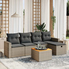 Loungeset 6-delig poly rattan grijs