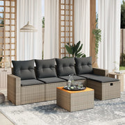 Loungeset 6-delig poly rattan grijs