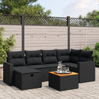 7-Delige Loungeset Met Kussens Poly Rattan Zwart