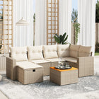 7-Delige Loungeset Met Kussens Poly Rattan Beige