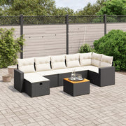 Loungeset 8-delig poly rattan zwart