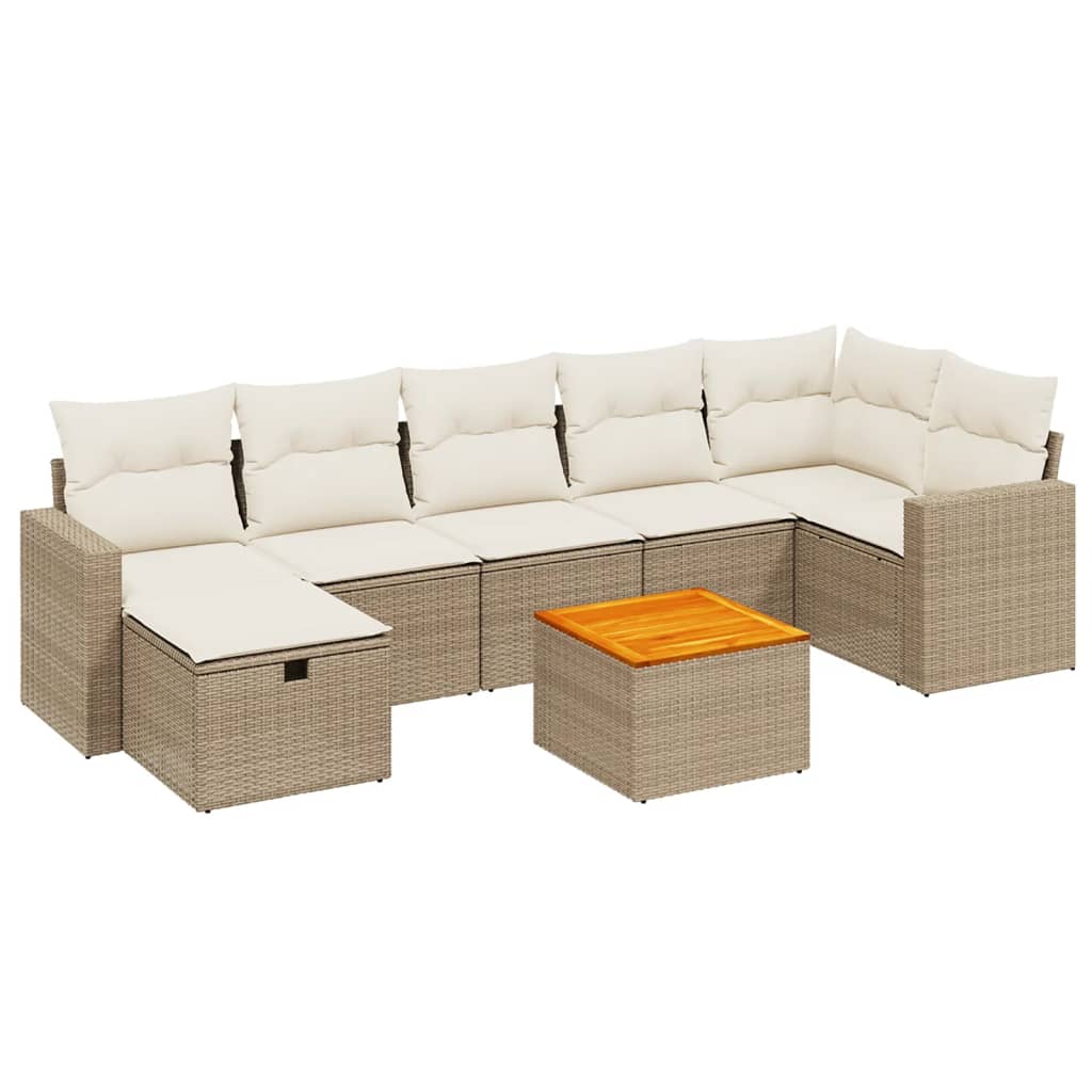 8-Delige Loungeset Met Kussens Poly Rattan Beige