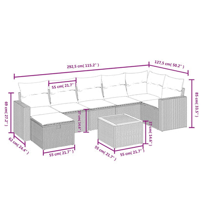 8-Delige Loungeset Met Kussens Poly Rattan Beige