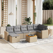 Loungeset 8-delig poly rattan gemengd beige