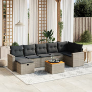 Loungeset 8-delig poly rattan grijs