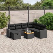 Loungeset 8-delig poly rattan zwart